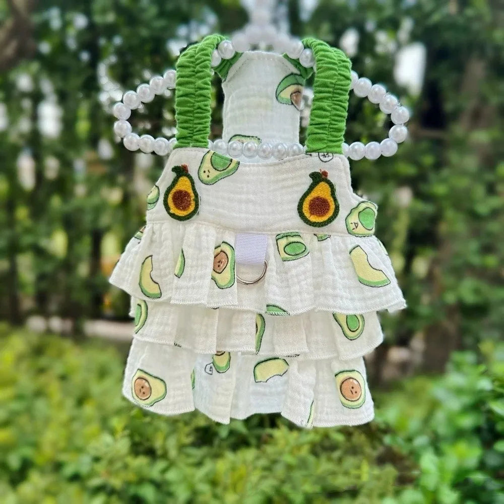 Sweet Style Thin Breathable Dog Cake Skirt Comfortable Lightweight Dog Suspenders Dress Cotton Cartoon Summer Cat Clothes Indoor Oasis Select Green 4XL