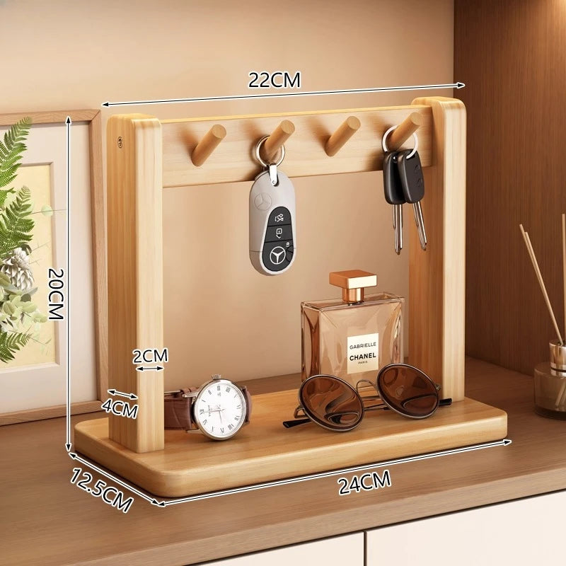 2025 New Desktop Small Display Rack Solid Wood Entrance Storage Rack Key Hanging Rack for Entering and Leaving The House Oasis Select B