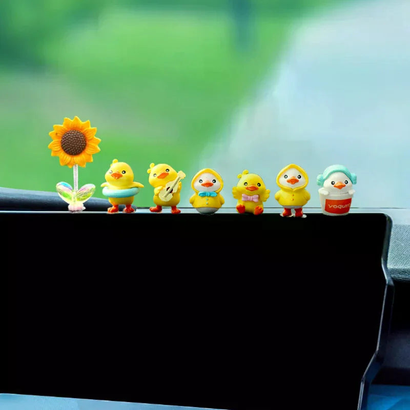 1Set Cartoon Resin Little Yellow Duck Model Car Center Console Decor Cute Car Ornaments Auto Interior Dashboard Accessories Oasis Select