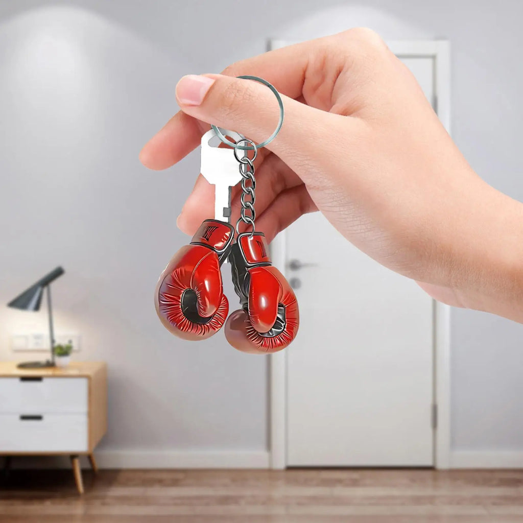 Boxing Gloves Key Rings 2D Acrylic Bag Charm Boxing Keychain Exquisite Creative Design Adults Kids Fitness Backpack Decoration Oasis Select