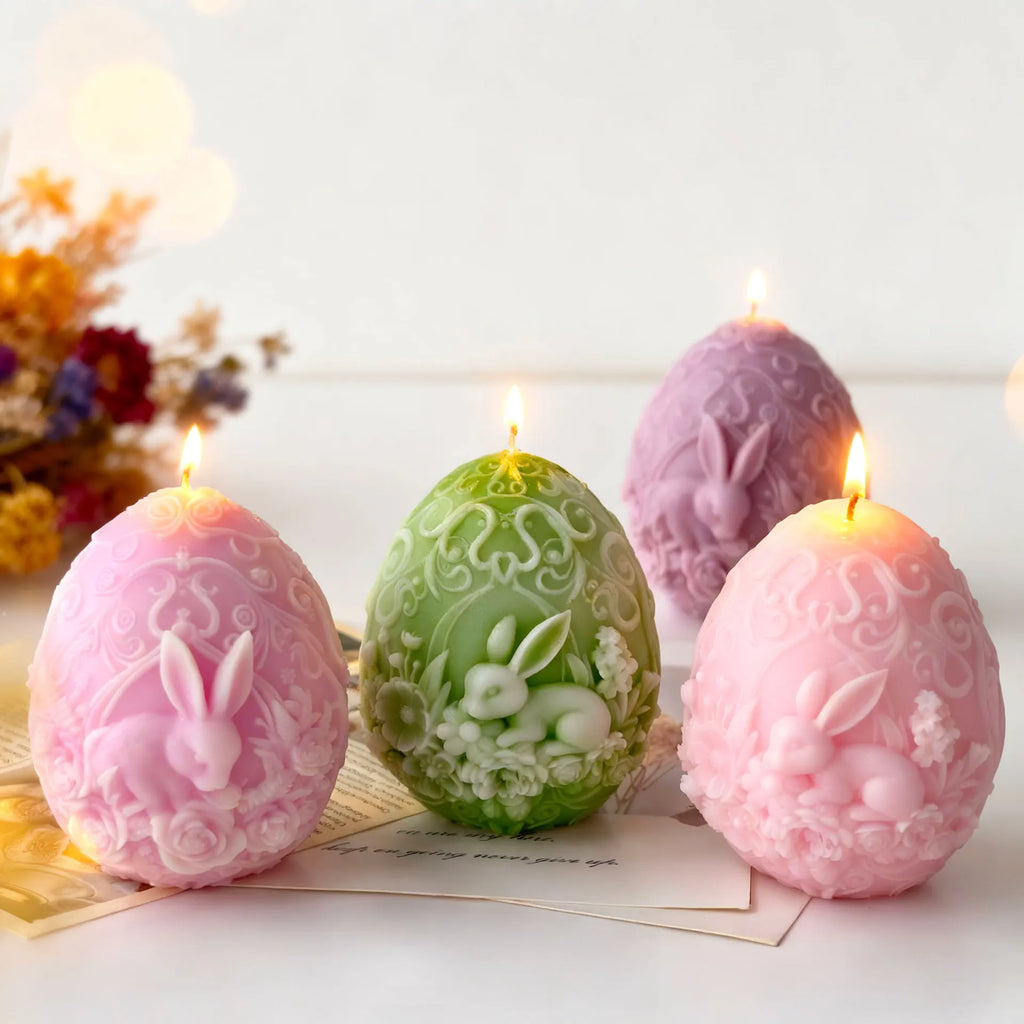 DIY Easter Bunny Egg Silicone Candle Mold 3D Embossed Rabbit Handmade Soap Plaster Resin Ornaments Crafts Molds Home Decor Gifts Oasis Select