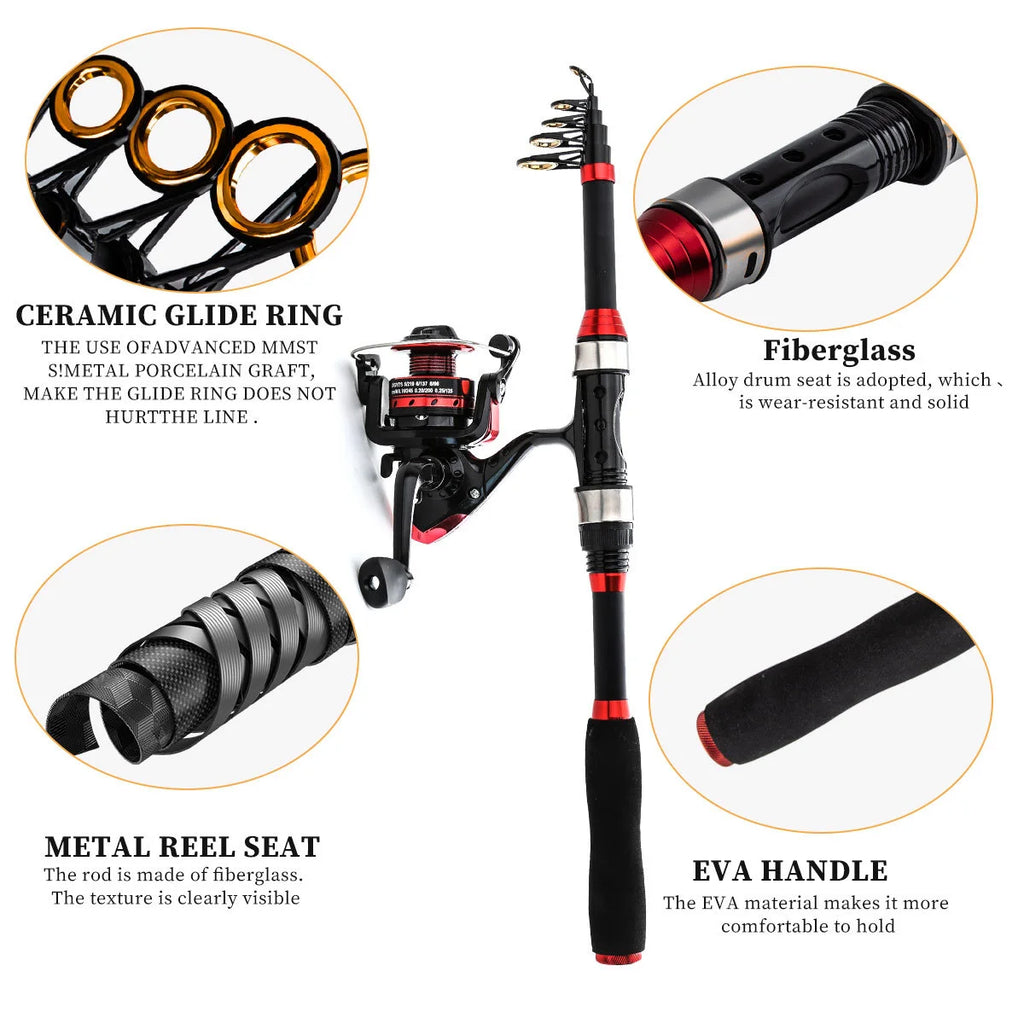 Luyahai Rod Set, Far throw Spinning Wheel Fishing Gear Bag Combination, Full Set of Carbon Rod, Ultra Light and Super Oasis Select