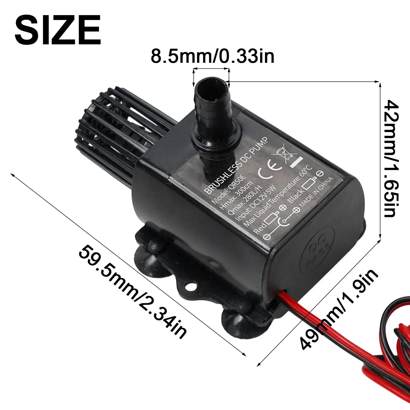 12V Brushless Submersible Water Pump 5W 280L/H with Epoxy Sealed Circuit Board for Aquarium Pond Fish Tank Circulation Oasis Select