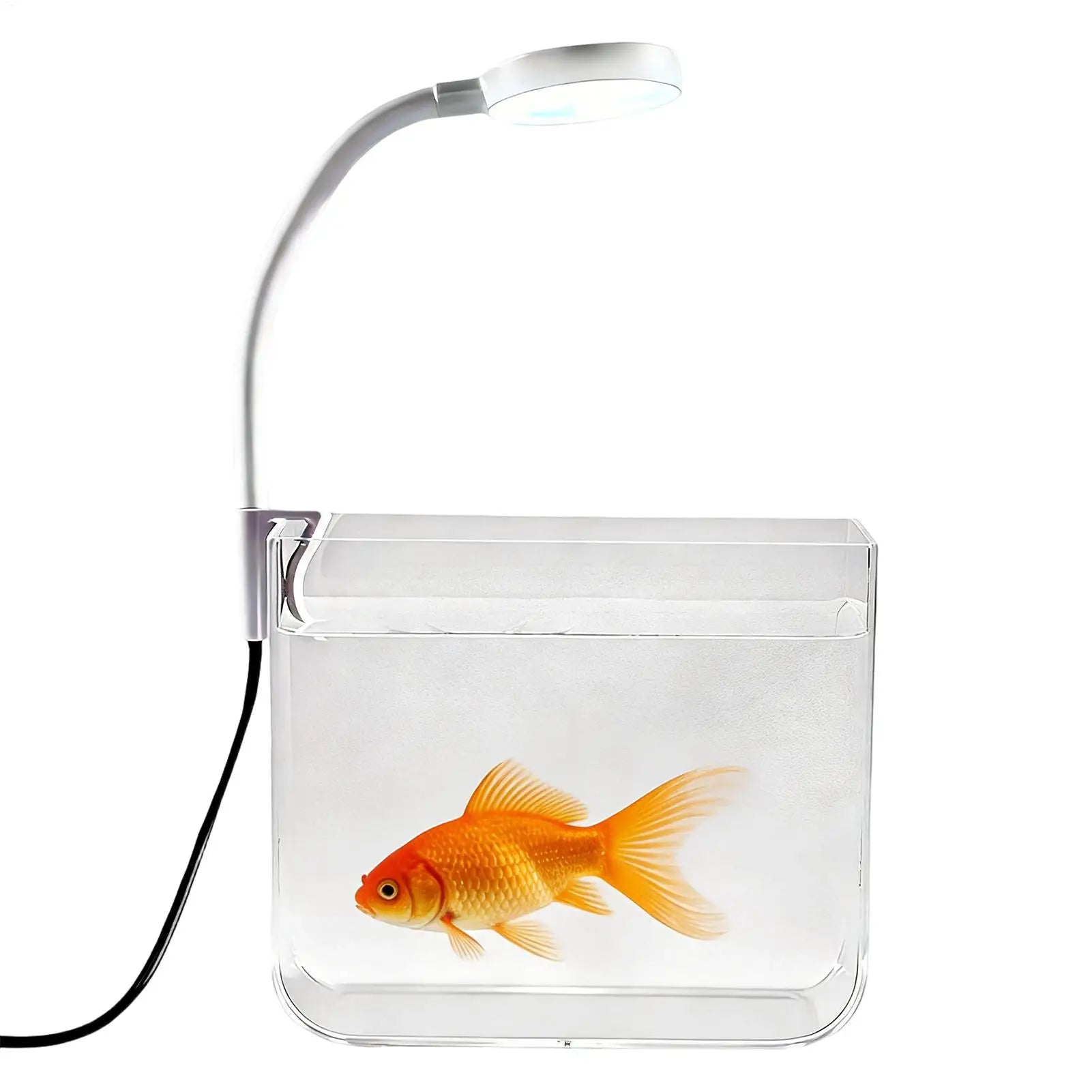 Mini Aquarium with Clip Lights Clear Non-Slip Base Betta Fish Tank Desktop Aquarium for Home Bedroom Living Room Apartment Oasis Select