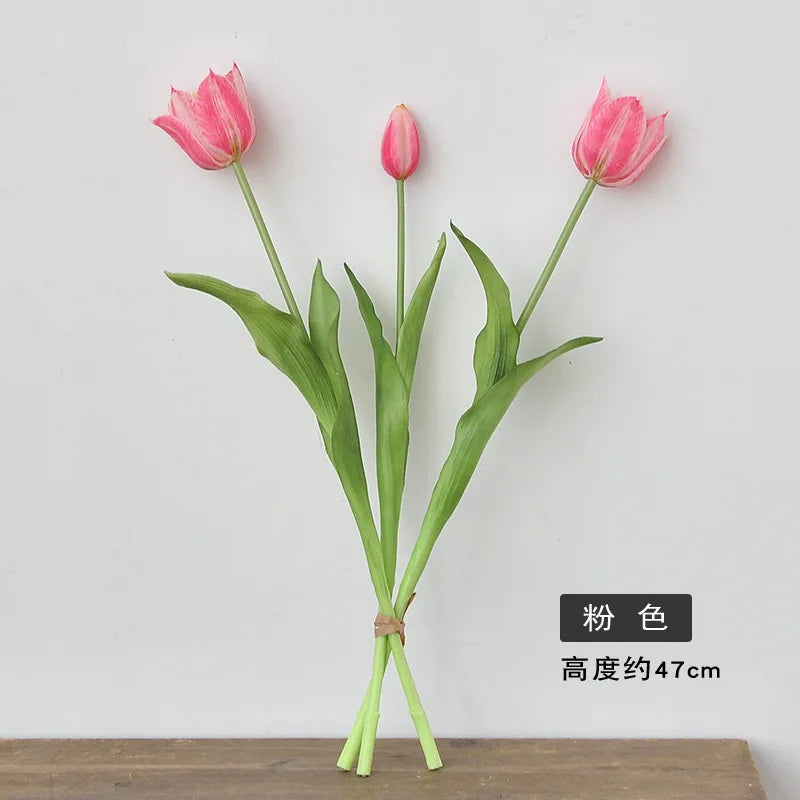 Real Touch Artificial Tulips High Quality Luxury Silicone Fake Flowers for Home Wedding Decoration Bride Bouquet Elegant Decor Oasis Select Pink