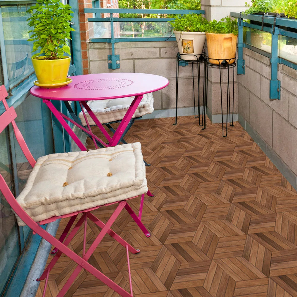 Walnut wood grain hexagonal wall sticker living room balcony waterproof and anti-skid self-adhesive floor sticker Oasis Select