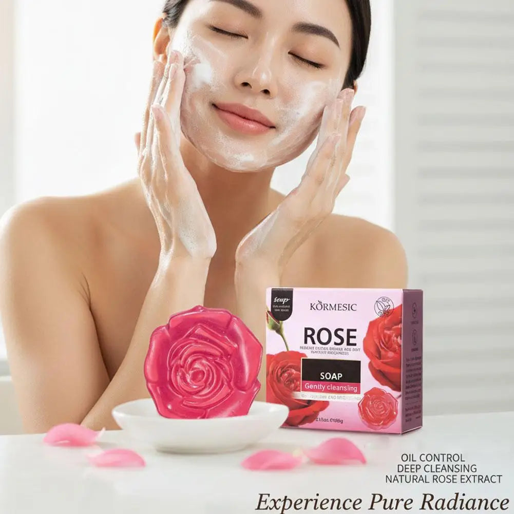 Body odor Cleansing Rose Soap Bar Body Care Face Wash Exfoliating Whitening Soap Fruit Handmade Shower Soap Oasis Select