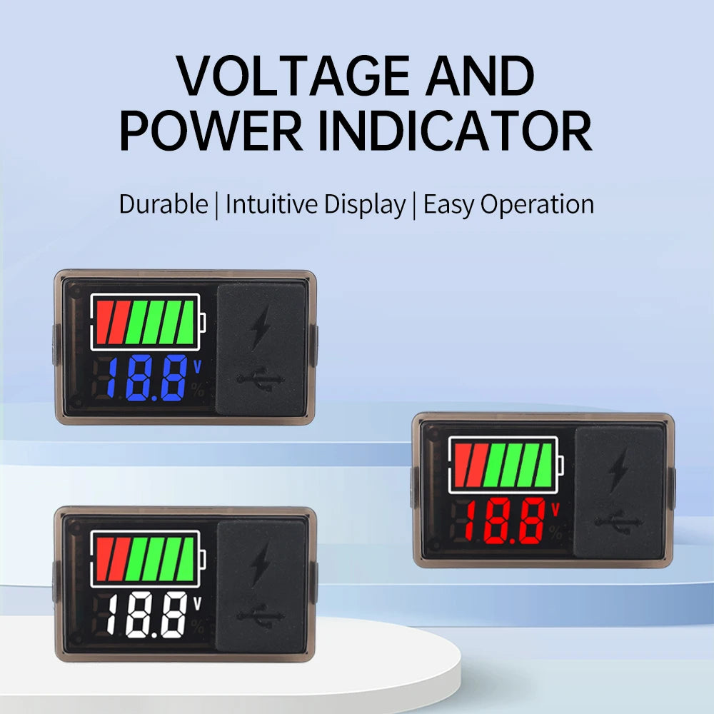 DC 8~30V Type-c USB Car Battery Voltmeter Charge Level Indicator Lithium Battery Capacity Meter Test Display LED Tester Oasis Select