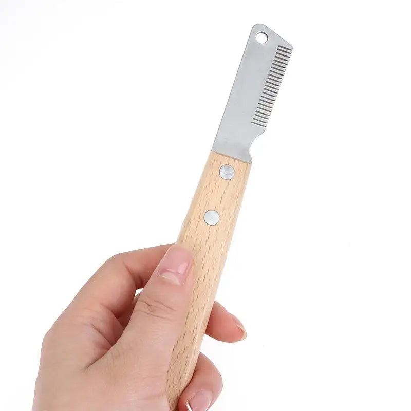 High Quality Professional Pet Hair Removal Knife Dog Comb Stainless Wooden Handle Stripping Hair Remover Grooming Accessories Oasis Select