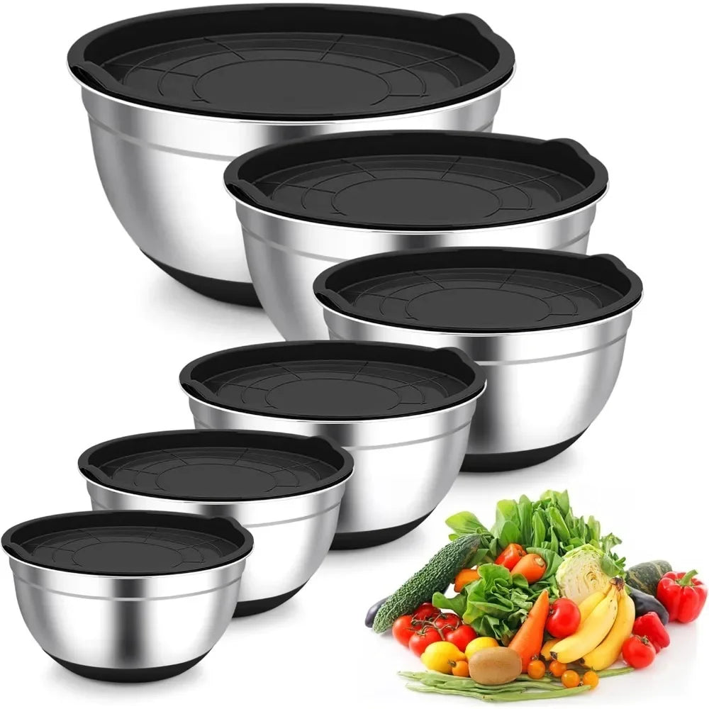 Stainless Steel Mixing Bowls with Lid & Non-Slip Silicone Base Stainless Steel Mixing Bowl Oasis Select