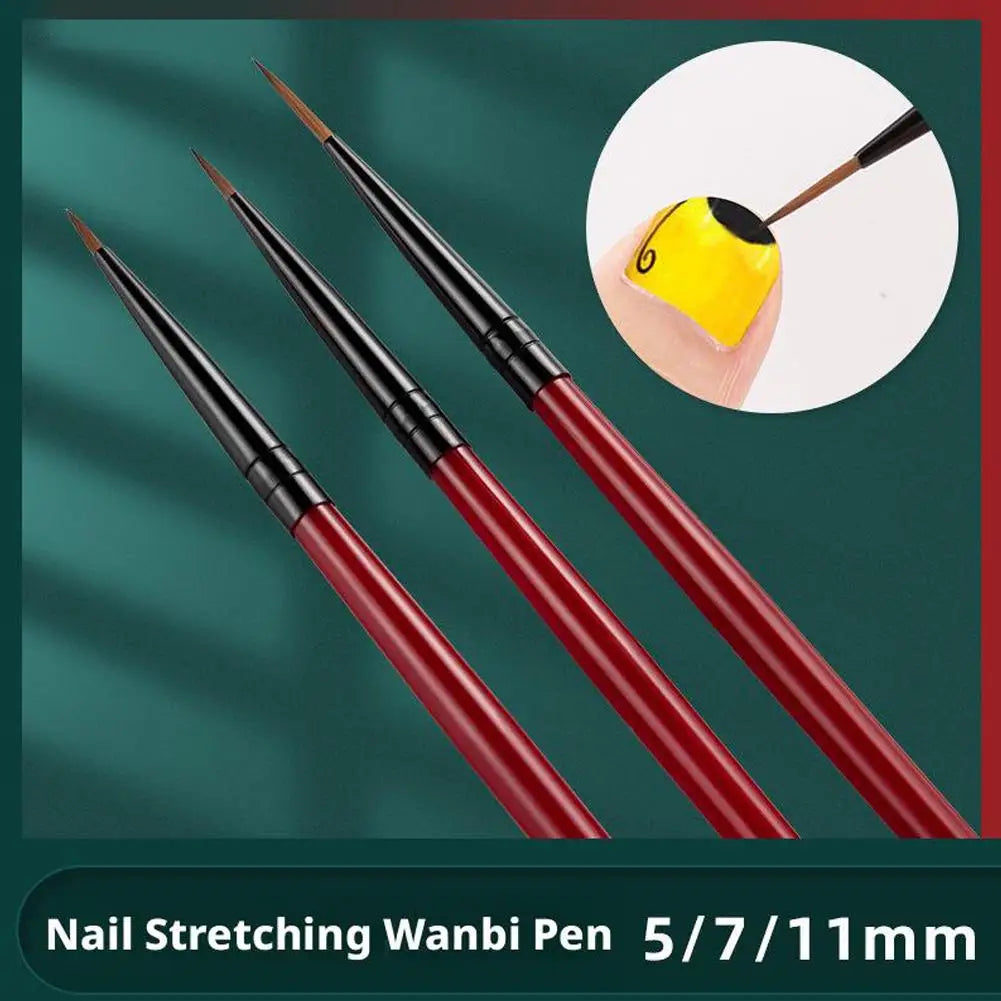 3-Pack Nail Art Liner Brushes – Striping & Fine Detail Pens Nail Art Brush Set Oasis Select
