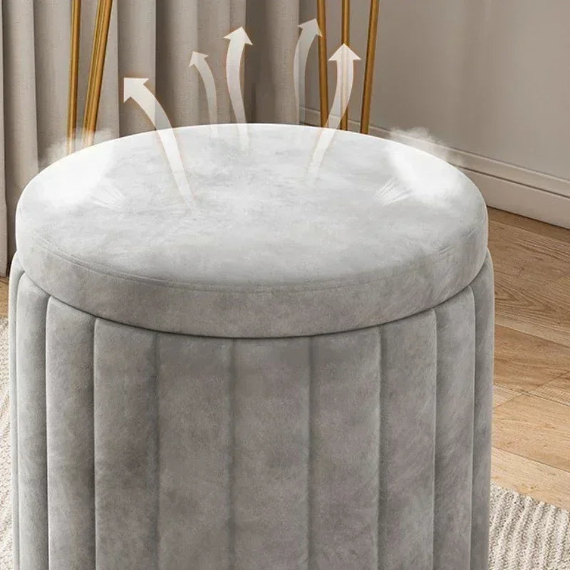 Makeup stool light luxury round stool chair bedroom Internet celebrity storage bench sofa stool dresser stool makeup chair small Oasis Select