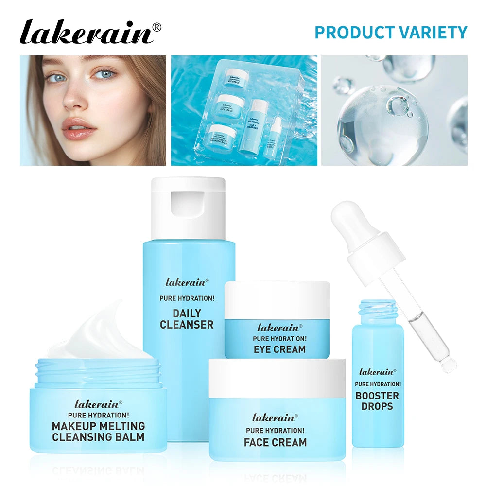 Mini Skincare Set Cream Serum Facial Cleanser Eye Cream Moisturizing Whitening Face Skin Care Travel Facial First Aid Set Oasis Select