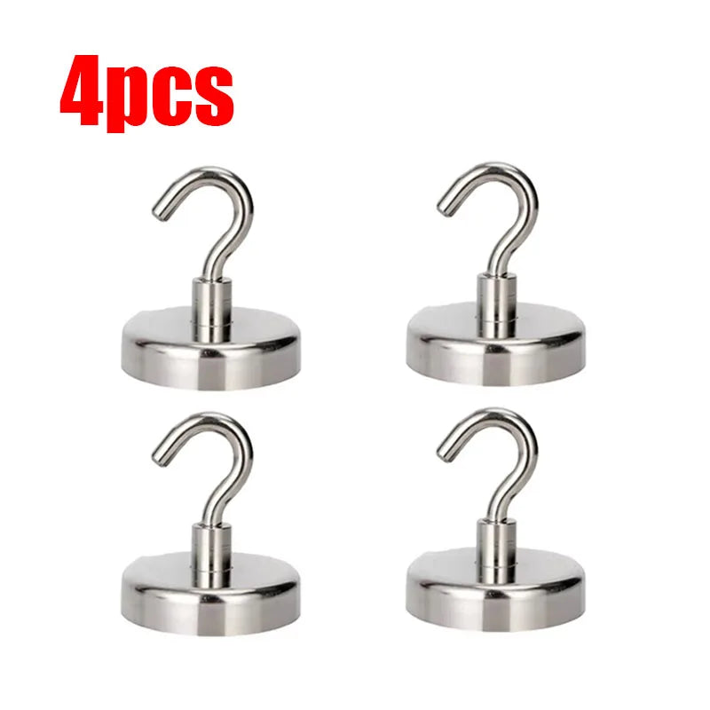 1/2/3/4/5/6Pcs Pcs Super Strong Powerful Magnetic Hooks Ring Metal Magnet With Curved Hook Hanger For Hanging,Fridge,Wall,Key Oasis Select 4pcs 16mm