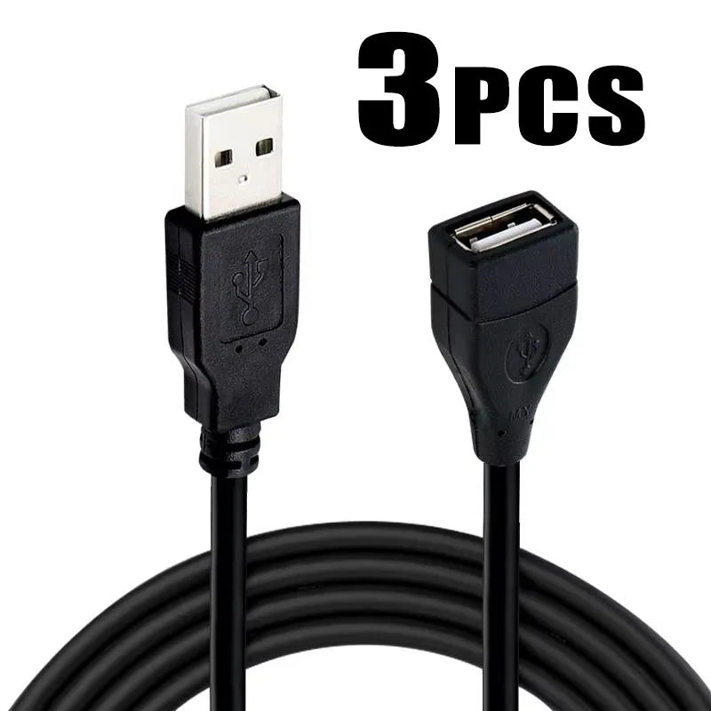1-8pcs USB 2.0 Cable Extension Cable 0.6m/1m/1.5m Data Transmission Cable Display Projector High-Speed Data Extension Cable Oasis Select 3Pcs 1.5m