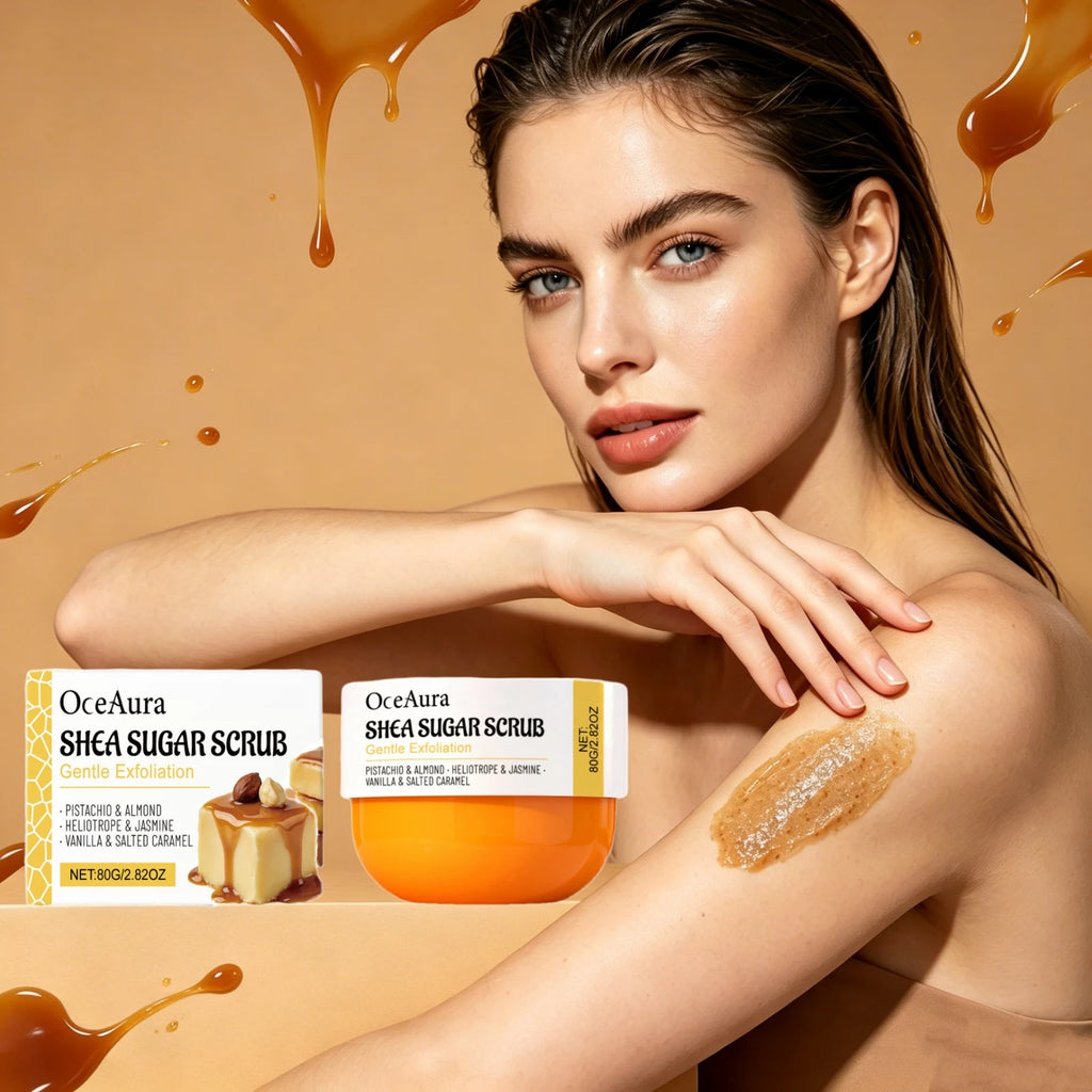 Hydrating Body Scrub Caramel Shea Sugar Scent Deep Exfoliation Remove Dead Skin Brightening Dull Skin Smoothing Bath Body Scrub Oasis Select