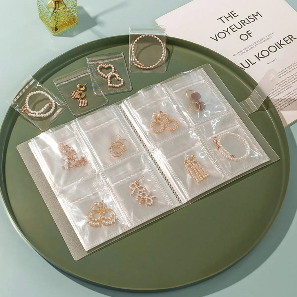 Jewelry storage album, transparent PVC storage book, earring, necklace, bracelet, ring storage bag, anti-oxidation jewelry bag Oasis Select