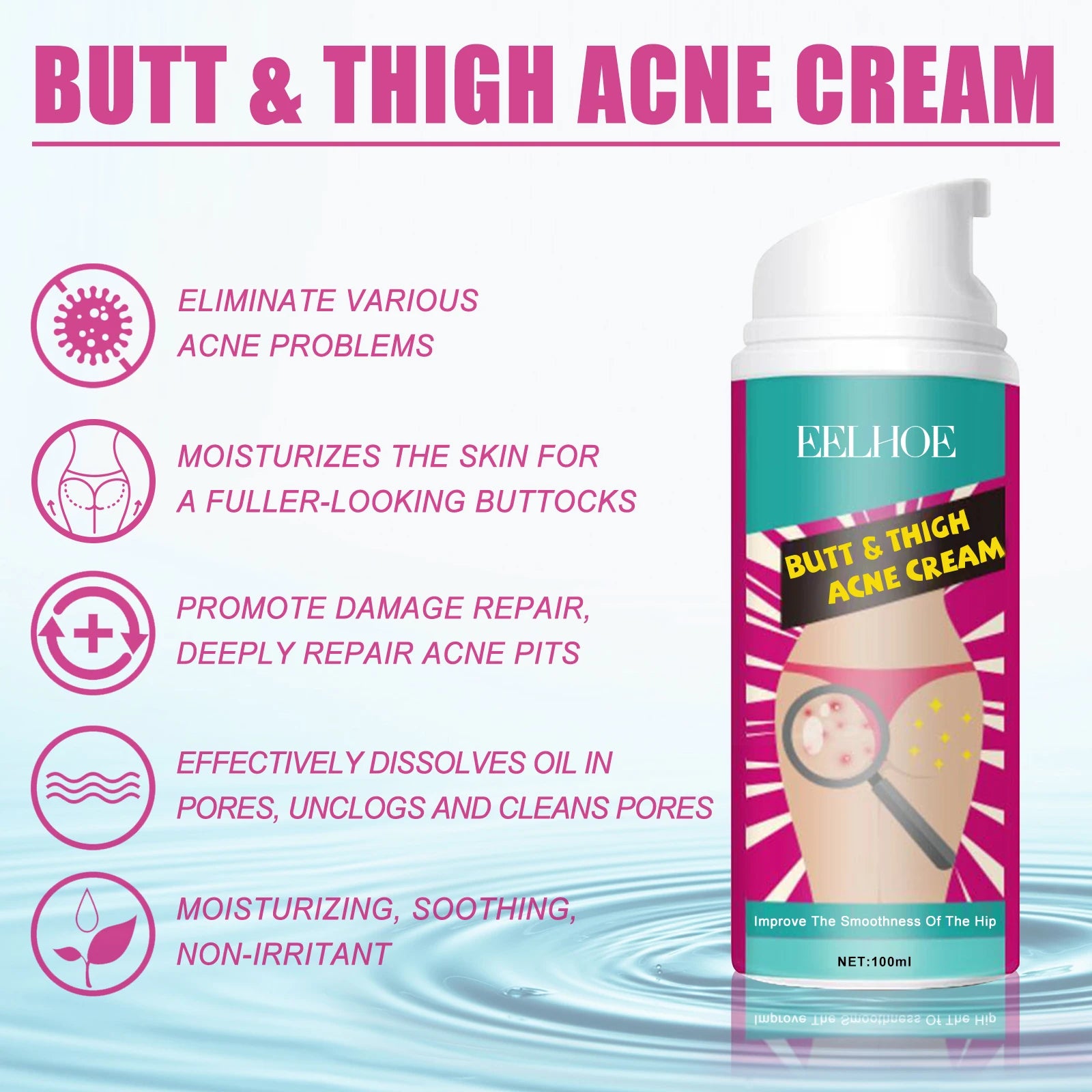 Butt Thigh Acne Cream Remove Pimples Moisturizing Clarifying Brightening Smoothing Skin Care Thigh Acne Removal Cream Oasis Select