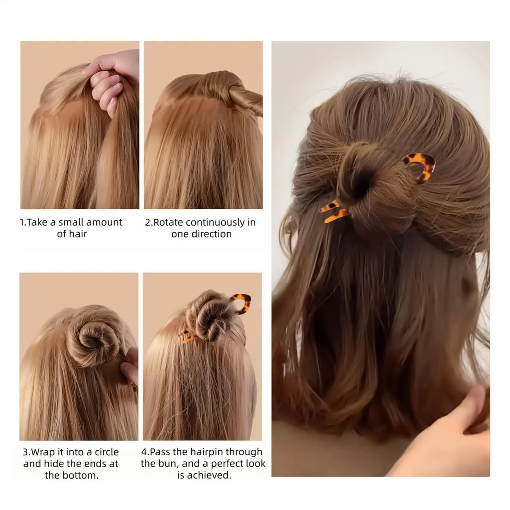4Pcs U Shaped Hair Stick Vintage French Hair Pin Women Acetate Hair Accessories Diy Retro Hairstyle Tool New Hair Clips Oasis Select