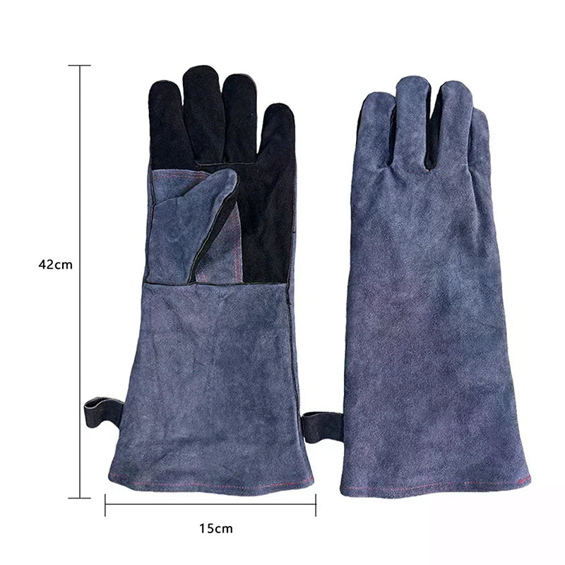 40CM Long Welding Gloves Tig/Mig Welding Gloves BBQ Oven Glove Guantes Para Soldar Heat- Insulated Mittens Oasis Select