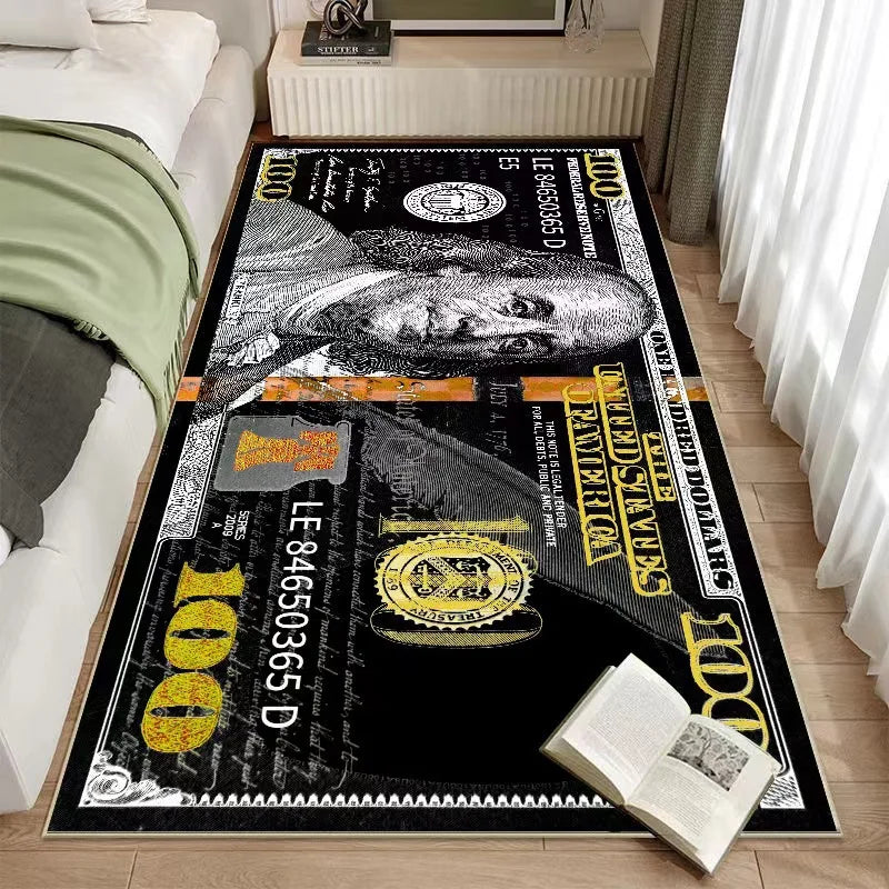 Euro Dollar Rug Bedroom Living Room Carpet Hallway Long Strip 3D Carpet Anti-slip Floor Mat Soft Kitchen Mat Home Room Decoratio Oasis Select black dollar 40cmx90cm