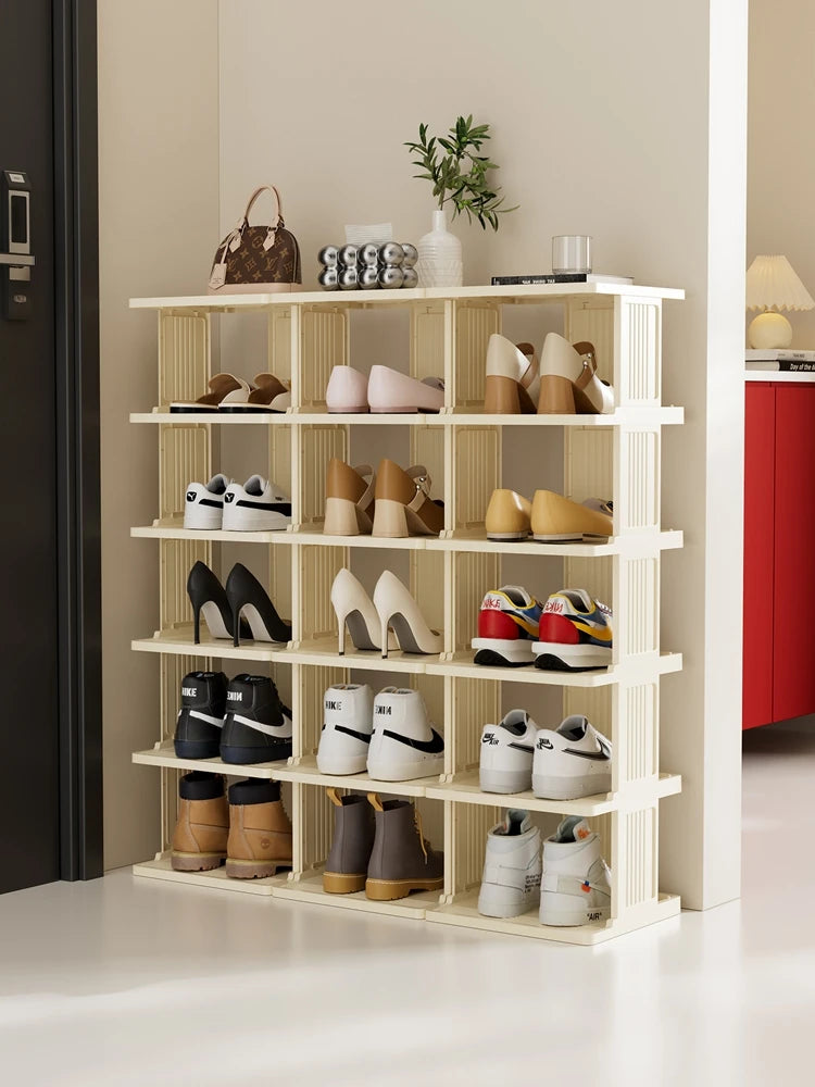 Vertical Shoe Rack: Stackable Shoe Rac, DIY Free-Standing Shoe Organizer, Small Shoe Shelf for Compact and Narrow Spaces, Plasti Oasis Select