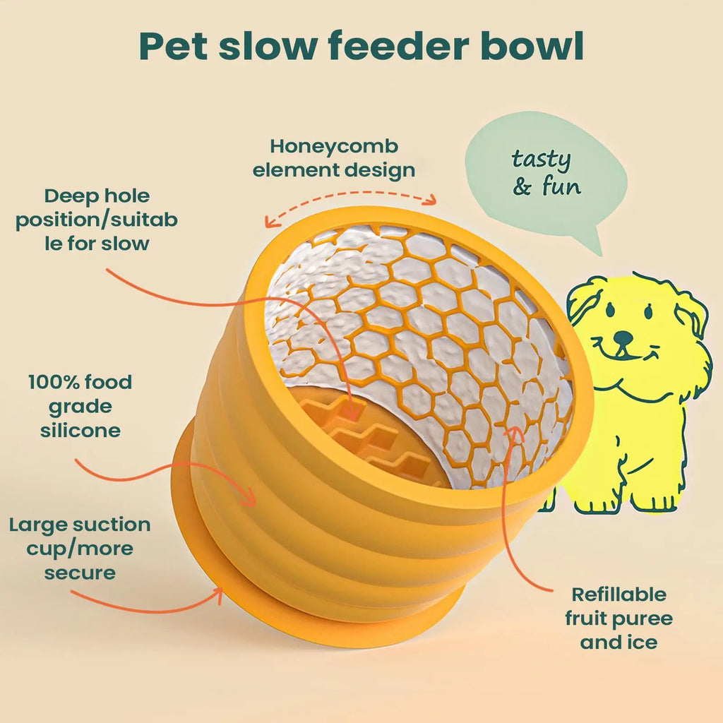 Silicone Slow Feeder Dog Bowl Anti-Choking Interactive Pet Dishes Slow Feeder Cat Bowl Promotes Healthy Digestion Anti-Slip Oasis Select
