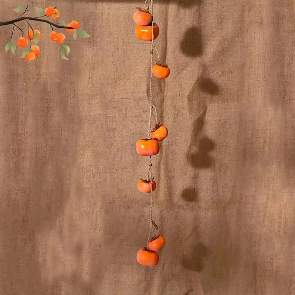 8 Fruit Simulation Persimmon Fruit 80cm Orange Artificial Persimmon Wall Hanging Plastic Persimmon Pendant Hotel Decoration Oasis Select