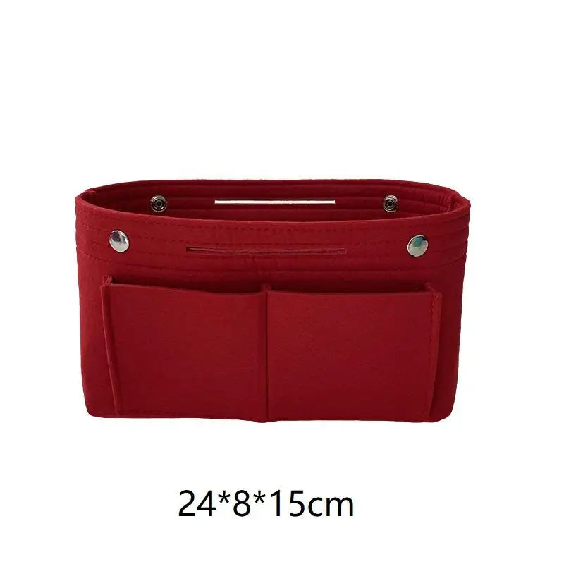Felt Insert Bag Organizer | Multi-Pocket Travel Cosmetic Tote Bag Insert Organizer Oasis Select Red M
