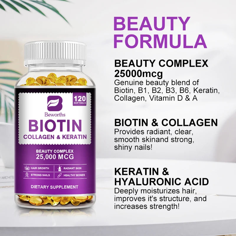 BBEEAAUU Biotin Capsule Biotin for Hair Growth Strong Hair Dry Hair Follicle Repair Skin Hydrolyzed Adult Beauty Care Oasis Select