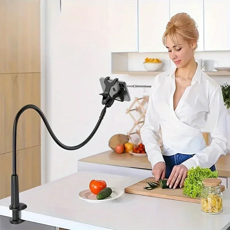 Phone Clip on Stand Holder with Grip Flexible Long Arm Gooseneck Lazy Bracket Mount Clamp for IPhone 15 Pro Max Accessories New Oasis Select