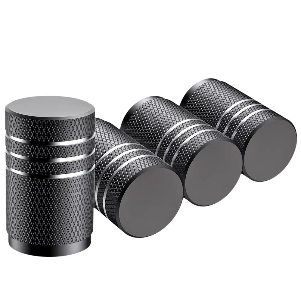 4Pcs Car Tire Valve Stems Cap Knurling Style Tire Valve Cap Aluminum Tire Wheel Stem Air Valve Cap car Universal accessories Oasis Select