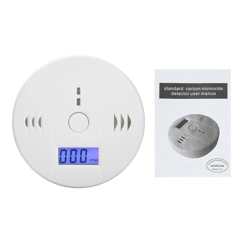 Carbon Monoxide Alarm Smoke Alarm Co Detector LCD Display Alarm Home Wireless Toxic Gas Leak Detector Fire Sound Alarm Oasis Select White