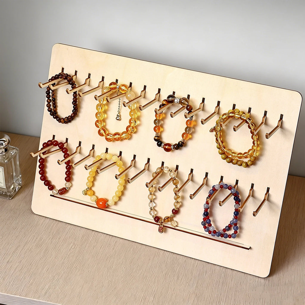 1pc multi hook wooden bracelet display board jewelry storage rack store retail/home dressing table bead bracelet storage rack Oasis Select