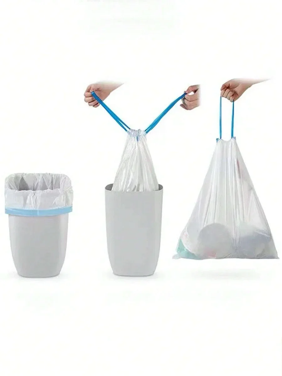 15pcs/roll Thick Trash Bags, Tear-Off Drawstring Trash Can Liners,For Home, Kitchen, Restaurant, Living Room, Garbage Sorting Oasis Select