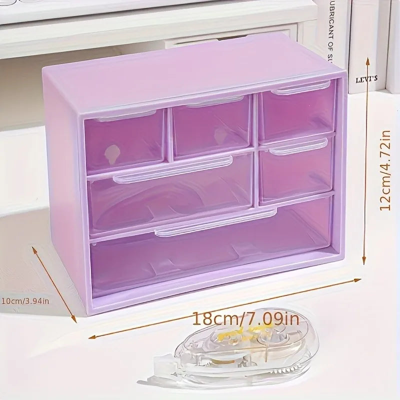 Six-compartment Drawer Storage Box, Drawer Bead Small Jewelry Storage Box, Plastic Storage Box, Convenient and Lightweight Oasis Select PURPLE
