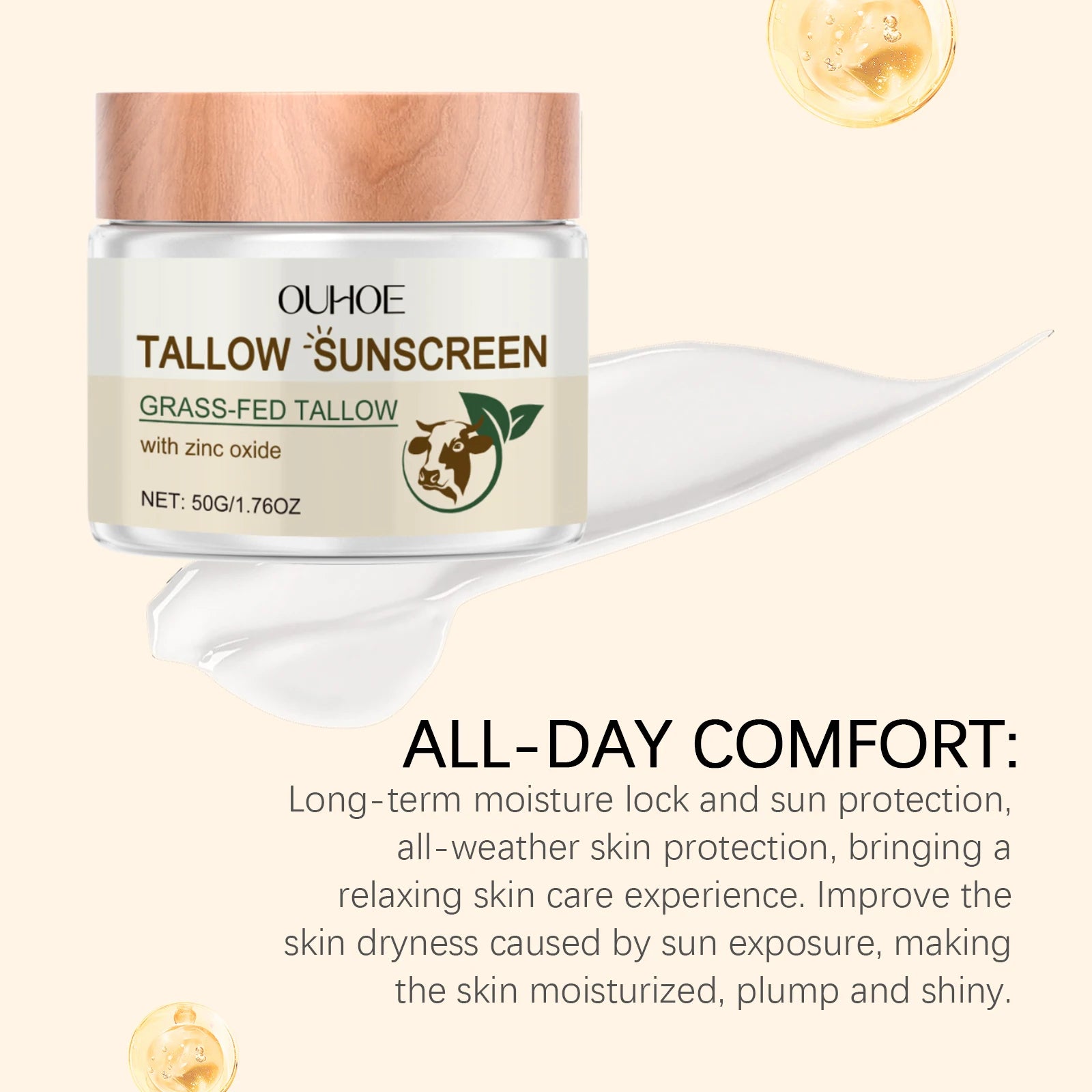 50G Sunscreen Tallow Balm Deep Moisturizing Prevent Sunburn Lightweight Refreshing Non-greasy Outdoor Skin Protection Cream Oasis Select