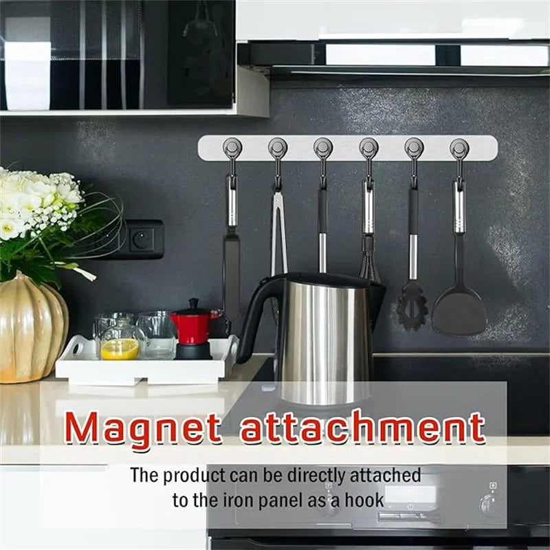 3PCS Heavy Duty Magnetic Hooks, Strong Black Magnetic Hangers for Cruise, Kitchen, Car & Hanging, Extra Strong Neodymium Magnets Oasis Select