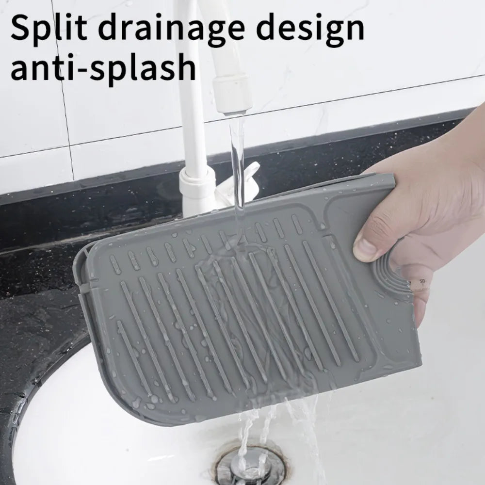 Practical Silicone Faucet Mat Black/Grey Faucet accessories Water Catcher Mat Splash proof Countertop Protector Kitchen Bathroom Oasis Select