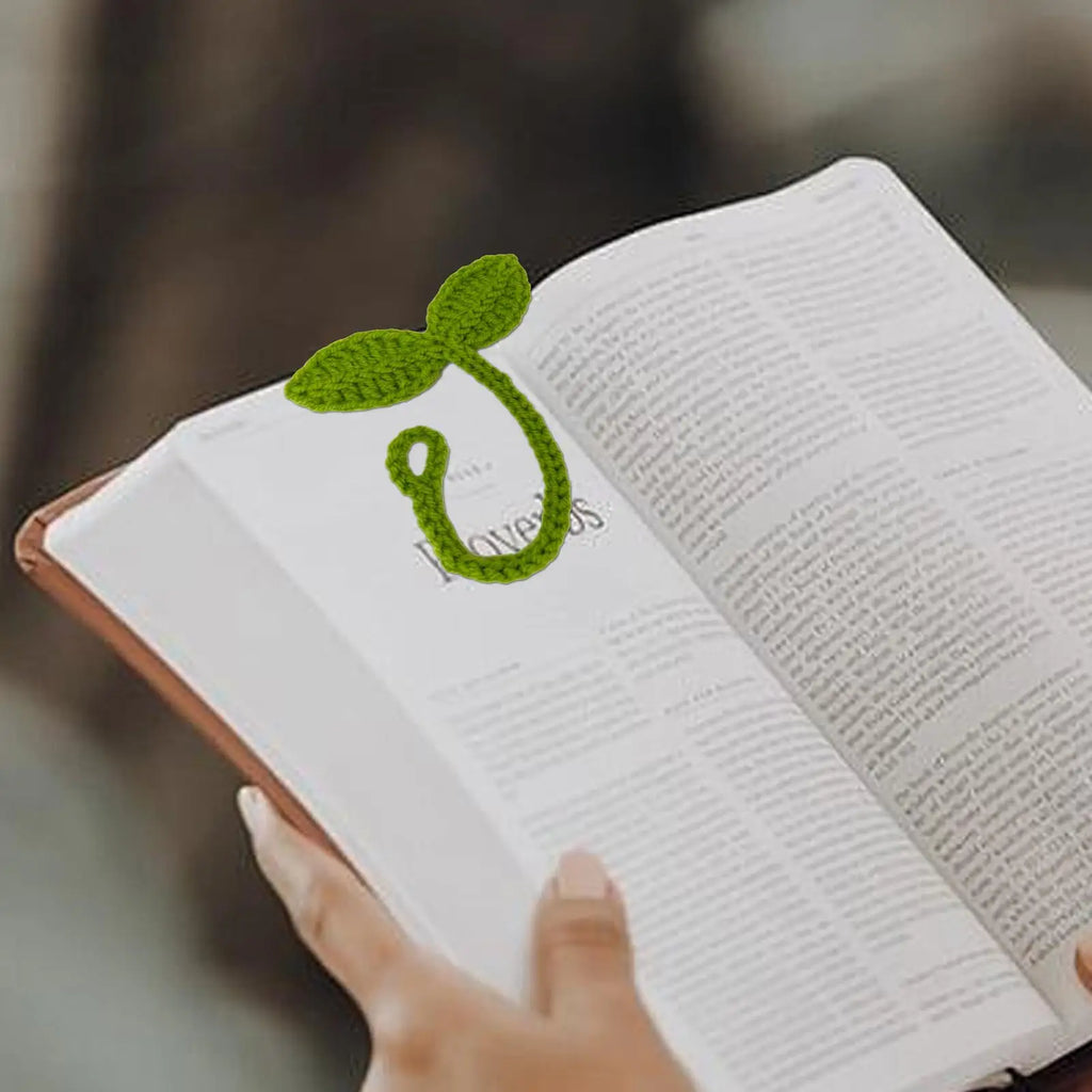 Knitted Crochet Leaf Sprout Bookmark Leaf Decor Green DIY Craft Cute Handmade Crochet Accessories Gift For Holidays New Year Oasis Select