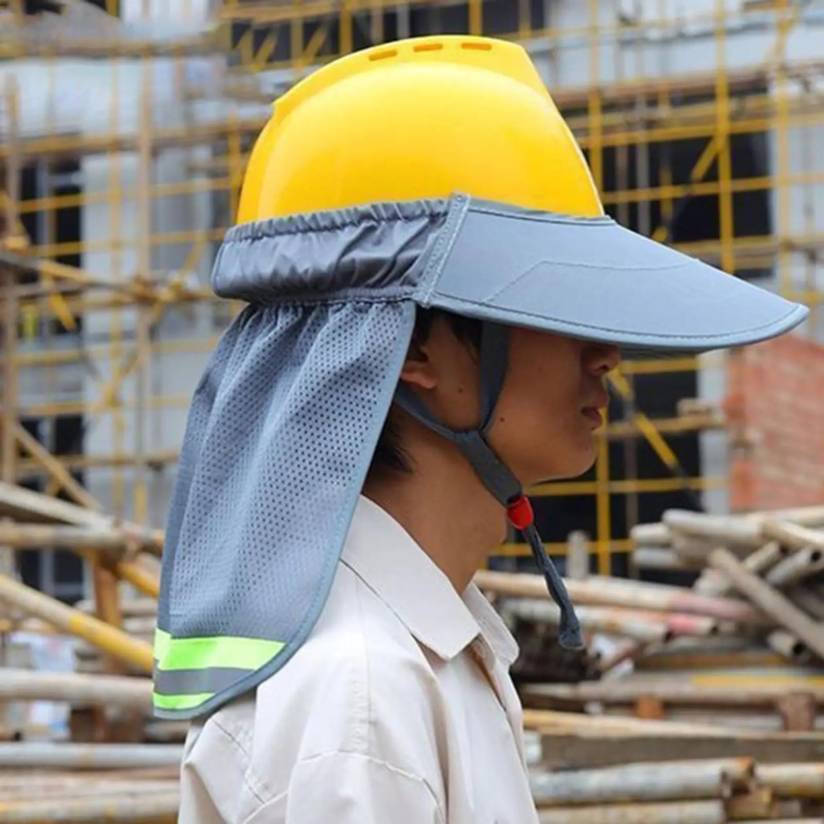 Sun Shade for Helmet Safety Reflective Hard Hat Shade Neck Shield Helmet Sun Shade Reflective Stripe Summer Sun Protection Oasis Select