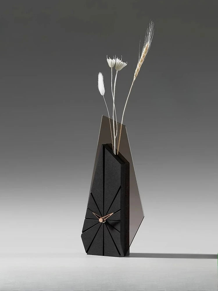 Desktop Clock Home Desktop Nordic Light Luxury TV Desktop Ornament Table Clock Dried Flower Art Decorative Clock Oasis Select