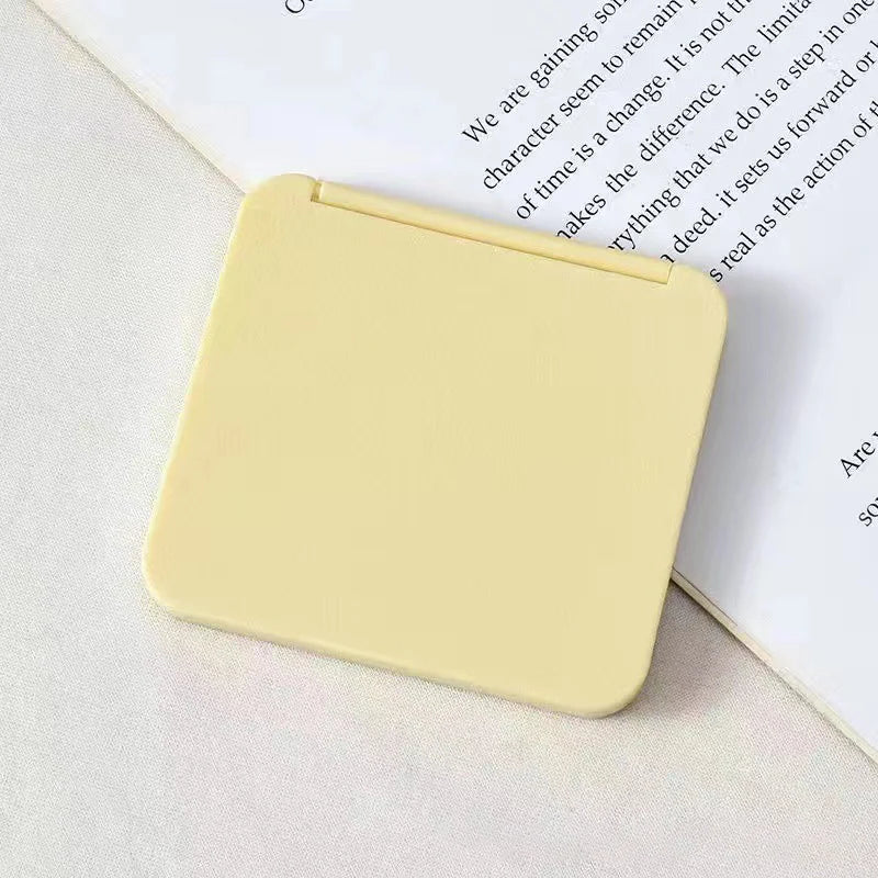 2-Face Makeup Mirror Square Portable Cute Girl'S Gift Hand Mini Mirror Pocket Double-Sided Makeup Mirror Compact Multiple Colors Oasis Select Beige