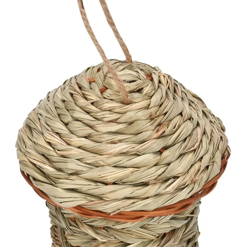 Bird House Outdoor Garden Hanging Bird Nest Hand-woven Straw Bird's Nest Parrot Hatching Breeding House Nest Bird Accessories Oasis Select
