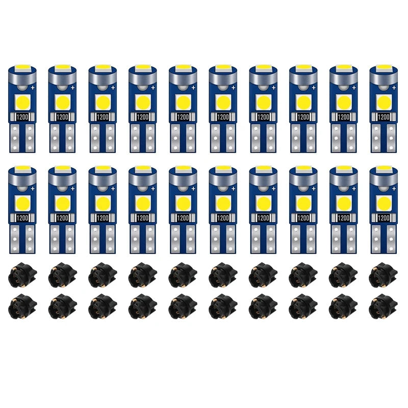 20Pcs 12V Canbus T5 58 74 286 W1.2W 3030 LED 3SMD Wedge LED Light Car Dashboard Instrument Panel Lamp Bulb Oasis Select