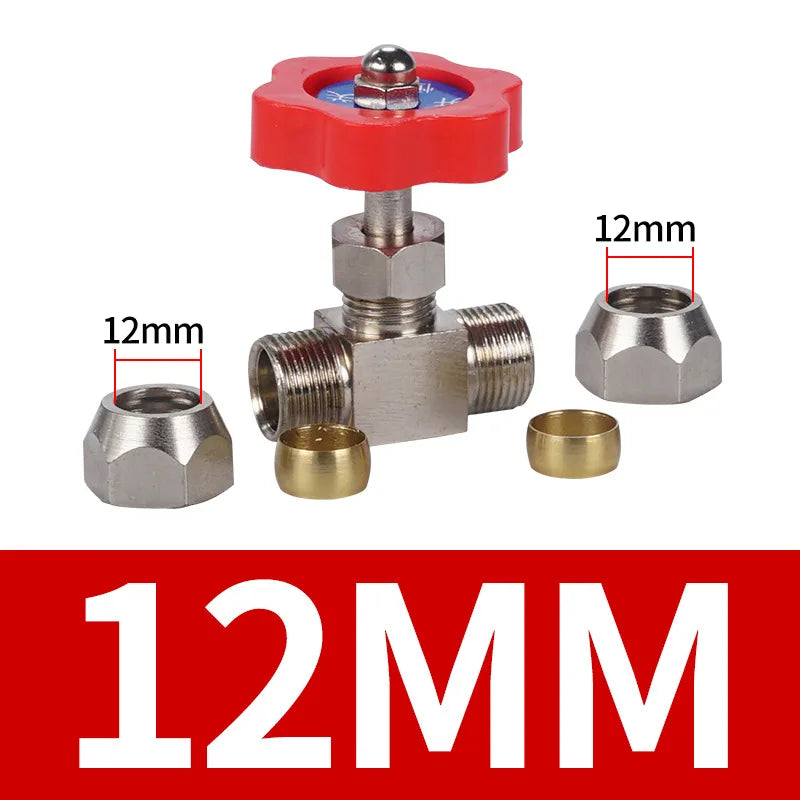 Pneumatic Copper Tube Needle Globe Valve Metal High Pressure 6 8 10 12mm Inner Diameter 1/8 1/4 "plastic Handle Nickel Plated Oasis Select ZXF-12mm