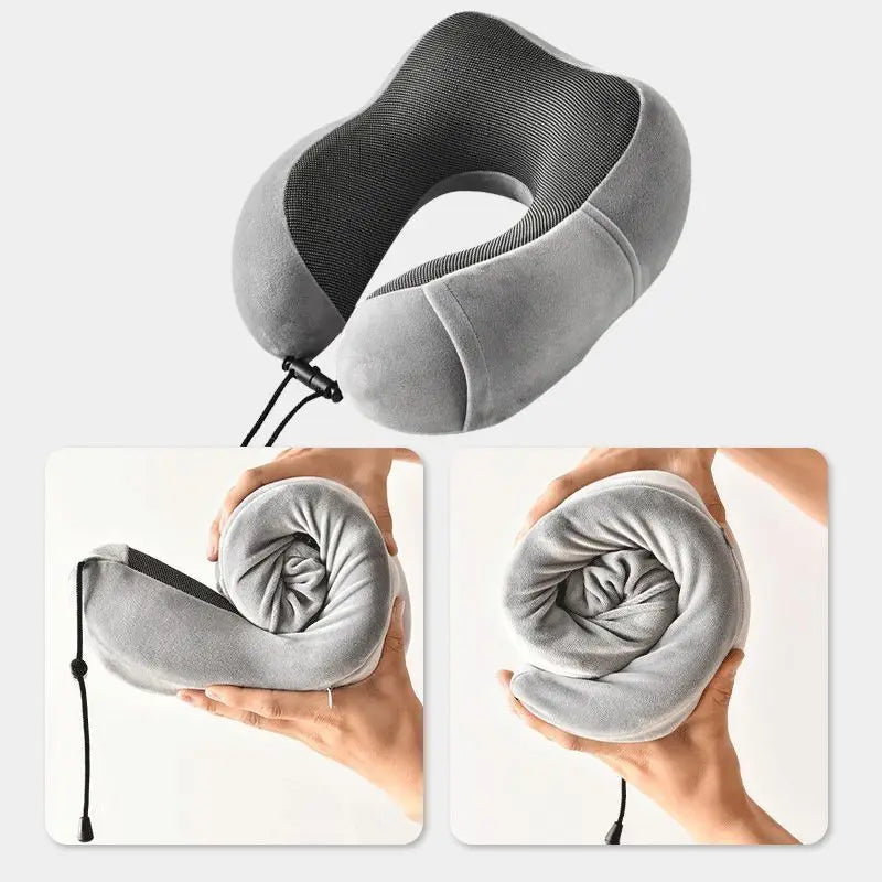 U Shaped Memory Foam Travel Neck Pillow Ergonomic Soft Cervical Support Cushion Relaxation Health Care for Airplane Car Oasis Select