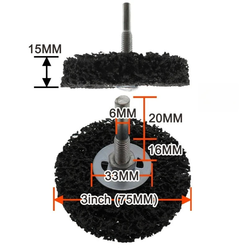 2/3/4 Inch Strip Abrasive Wheel With 6mm Shank Rotary Polishing Disc For Rust Paint Removal Metal Surface Derusting Power Tool Oasis Select
