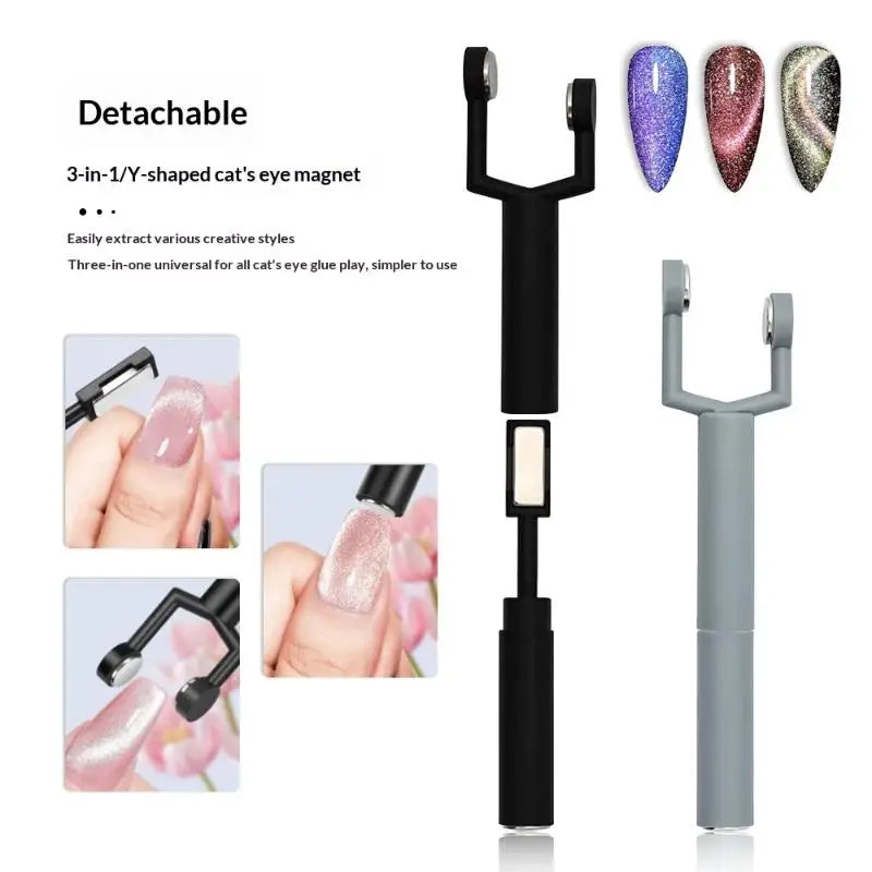 SU Magnet Stick 3 In 1 Y-shaped Cat Magnetic Double-head UV Gel Nail Art Strong Magnetic Multifunctional Nails Magnet Pen DIY Oasis Select
