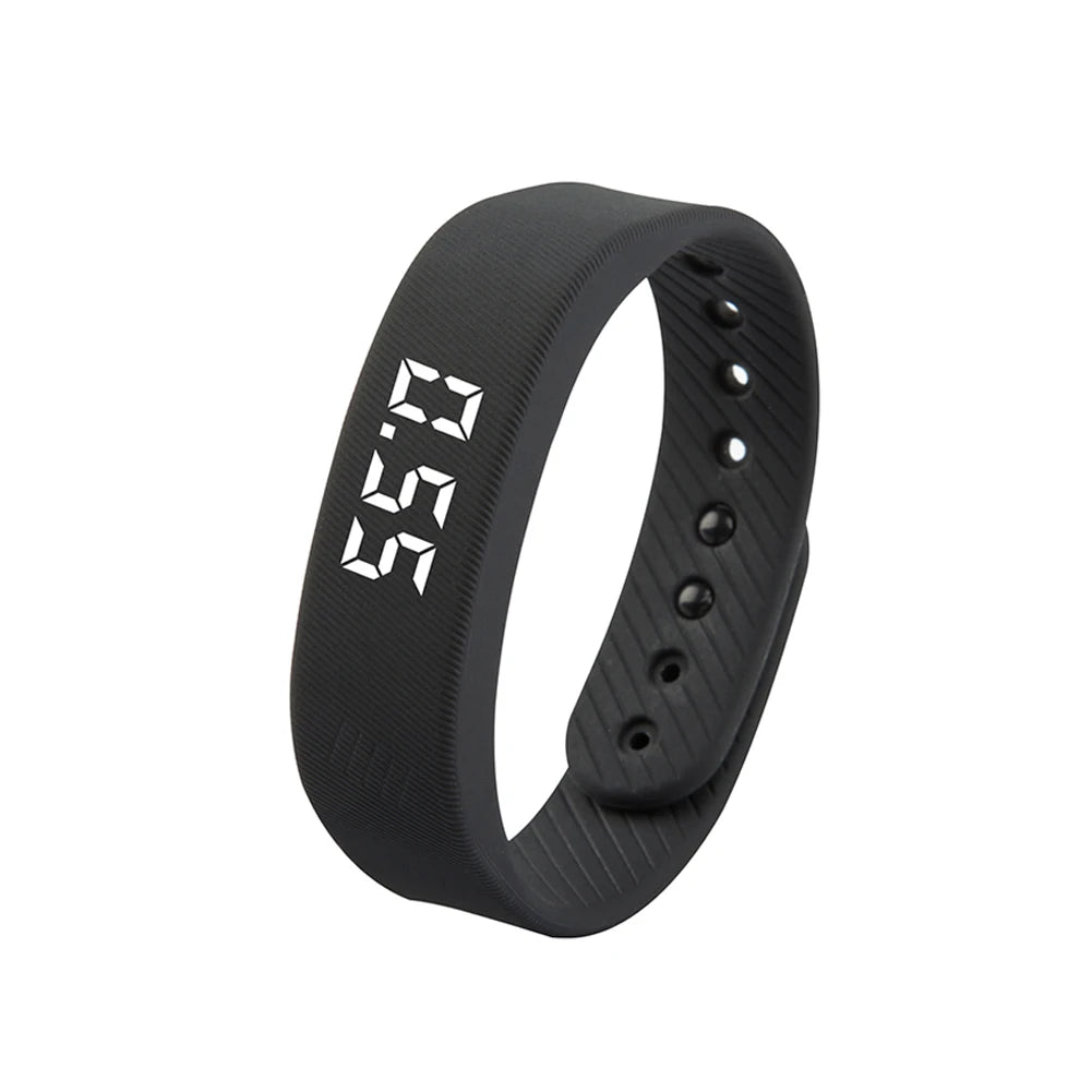 LED Digital Smart Wristbands Waterproof Smart Clock Smartband With Running Pedometer Monitor Smart Band Vibration Alarm Reminder Oasis Select black